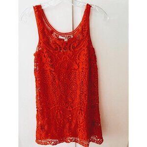 LC Lauren Conrad Crochet Red Short Dress Women's S